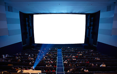 Image showing Cinema auditorium with light of projector.