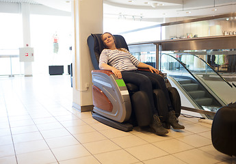 Image showing Woman in the massage chair