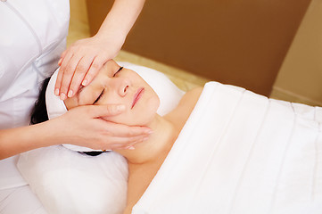 Image showing Facial treatment with professional massage of cosmetician