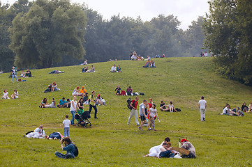 Image showing People have a rest at the Kolomenskoe park