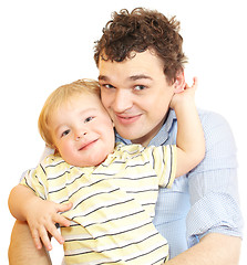 Image showing Happy young father with his son.