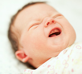Image showing Portrait of crying newborn baby