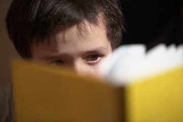 Image showing Young boy reading a book
