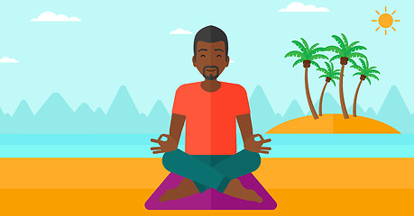 Image showing Man meditating in lotus pose.