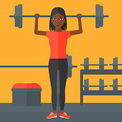 Image showing Woman lifting barbell.