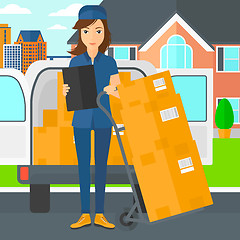 Image showing Woman delivering boxes.