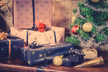 Image showing Xmas gifts in vintage colors