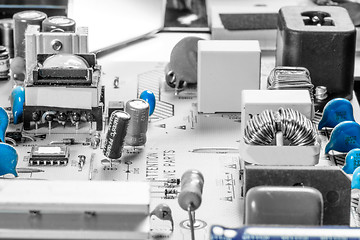 Image showing Chips and capacitors on a microcircuit board