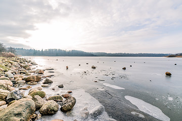 Image showing Frozen lake with rocks