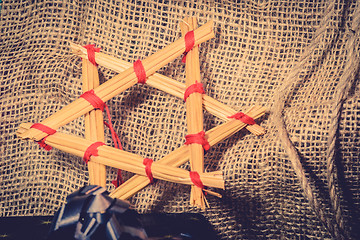 Image showing Christmas star made of straws