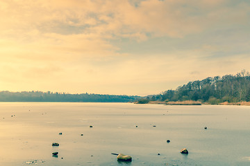 Image showing Frozen river in the sunrise