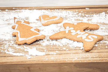 Image showing Xmas cookies on a wooden board