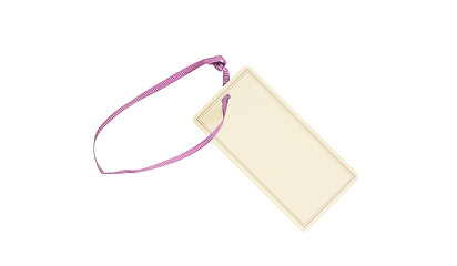 Image showing Price tag with a pink string