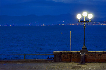 Image showing street lamp a bulb  the   sky mediterranean  naples