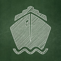 Image showing Vacation concept: Ship on chalkboard background