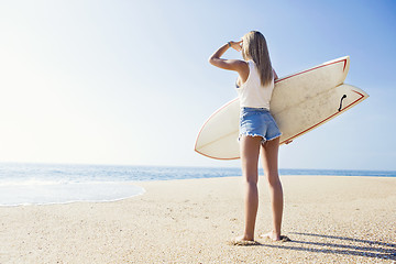 Image showing Surfer girl