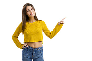 Image showing Happy girl pointing