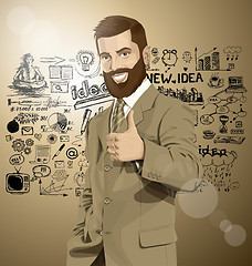 Image showing Vector Business Man With Beard Shows Well Done