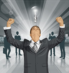 Image showing Vector Businessman With Hands Up