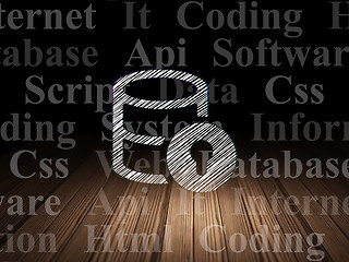 Image showing Database concept: Database With Lock in grunge dark room