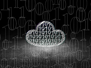Image showing Cloud technology concept: Cloud With Code in grunge dark room