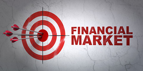 Image showing Money concept: target and Financial Market on wall background