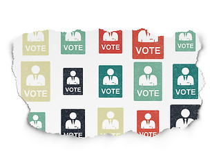 Image showing Political concept: Ballot icons on Torn Paper background