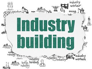 Image showing Manufacuring concept: Industry Building on Torn Paper background