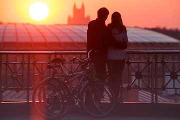 Image showing Couple enjoying scenic sunset in the city