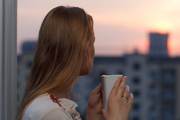 Image showing Girl drinking tea