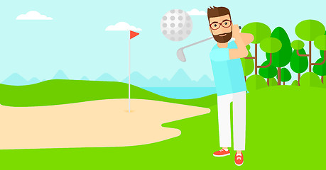 Image showing Golf player hitting the ball.