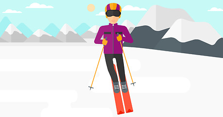 Image showing Young man skiing.