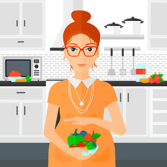 Image showing Pregnant woman with vegetables.