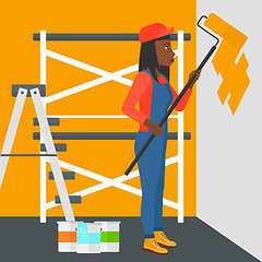 Image showing Painter with paint roller.