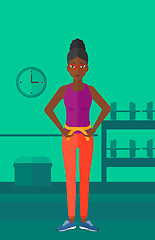 Image showing Woman measuring waist.