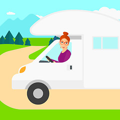 Image showing Woman driving motor home.