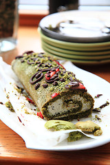 Image showing pistachio roulade dessert