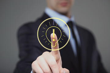 Image showing businessman presses the sign idea. business and technology concept