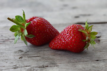 Image showing Two fresh strawberry