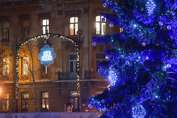 Image showing Blue Christmas tree in Zagreb