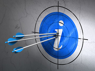 Image showing Web development concept: arrows in Information target on wall background