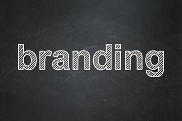 Image showing Marketing concept: Branding on chalkboard background