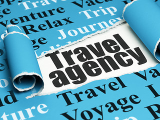 Image showing Tourism concept: black text Travel Agency under the piece of  torn paper