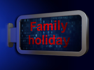 Image showing Vacation concept: Family Holiday on billboard background