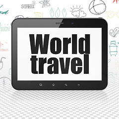 Image showing Travel concept: Tablet Computer with World Travel on display