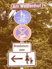 Image showing  Pedestrian area sign vintage