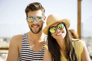 Image showing Friends at the beach bar