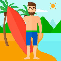 Image showing Surfer holding surfboard.