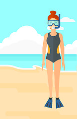 Image showing Woman with swimming equipment.