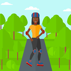 Image showing Sporty woman on roller-skates.